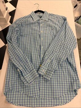 Vineyard Vines Blue and Green Plaid Dress Shirt